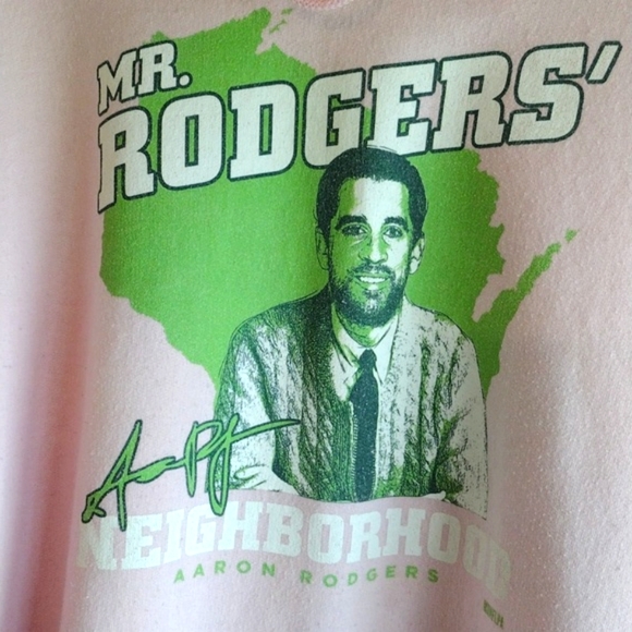 Aaron Rodgers Mr Rodgers Neighborhood Sweatshirt Sz L - Picture 2 of 13